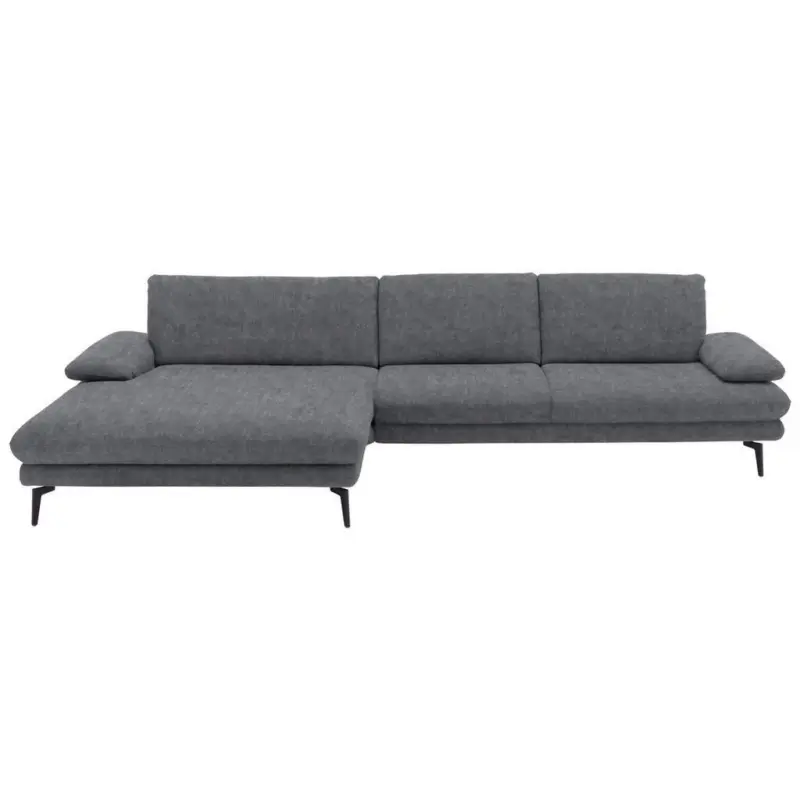 Ecksofa in Velours Silberfarben 180/310 cm