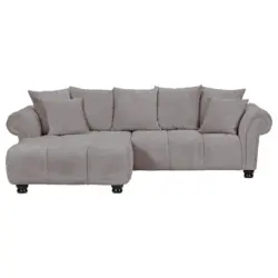 Ecksofa in Pl&uuml;sch Grau 190/288 cm