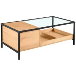 Couchtisch in Holz, Metall, Glas, Holzwerkstoff 110/60/40 cm
