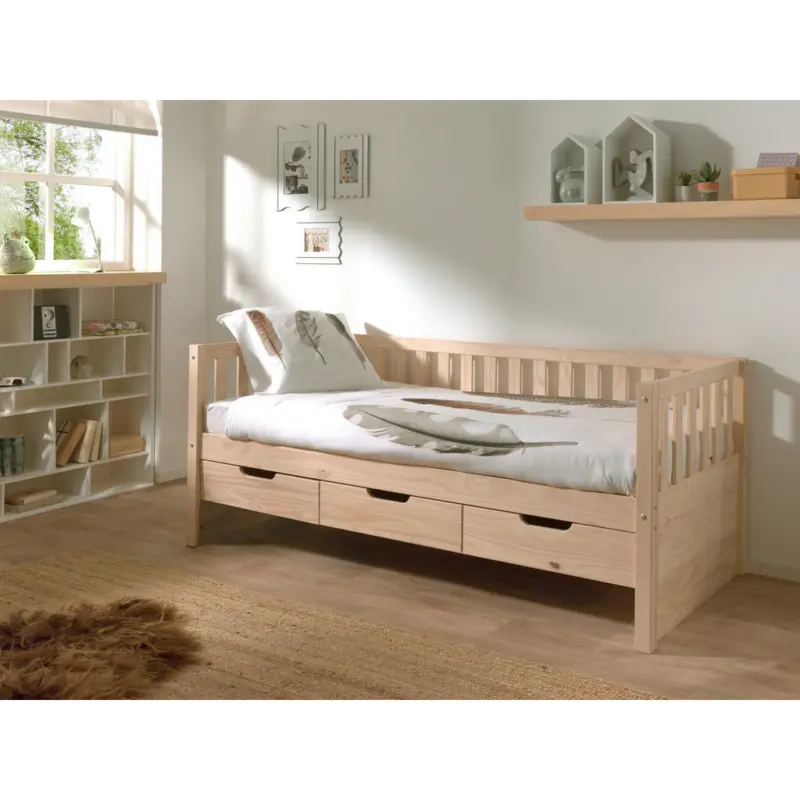 Stauraumbett 90/200 cm in Kieferfarben