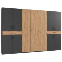 Dreht&uuml;renschrank in Graphitfarben, Eiche Artisan
