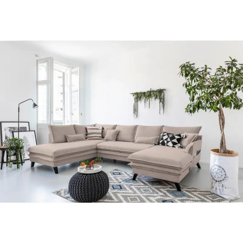 Wohnlandschaft Marselle in Mikrofaser Taupe