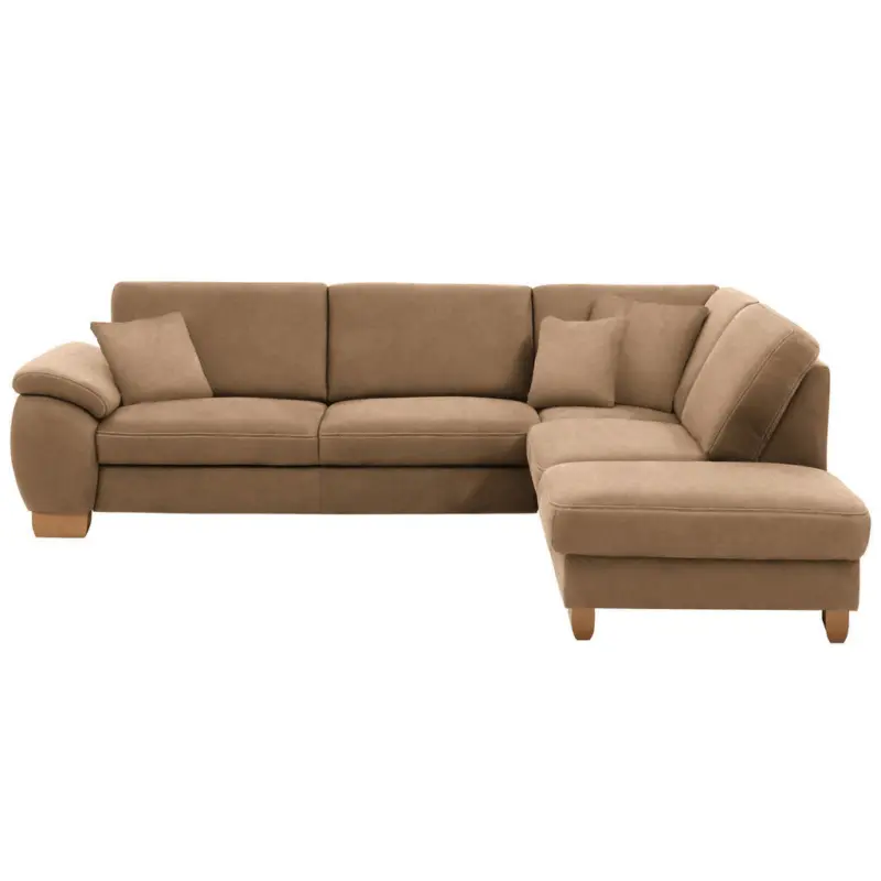 Ecksofa in Mikrofaser Sandfarben 286/236 cm
