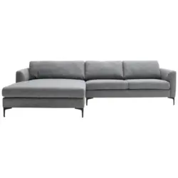 Ecksofa in Flachgewebe Blaugrau 195/310 cm