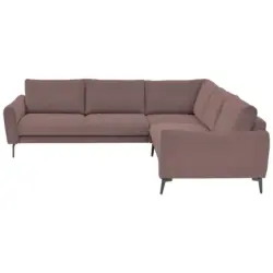 Ecksofa in Velours, Feincord Altrosa 280/254 cm