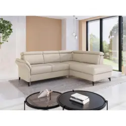 Ecksofa Glendale E in Flachgewebe Creme 247/193 cm