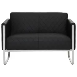 2-Sitzer-Sofa in Lederlook Schwarz, Hellgrau