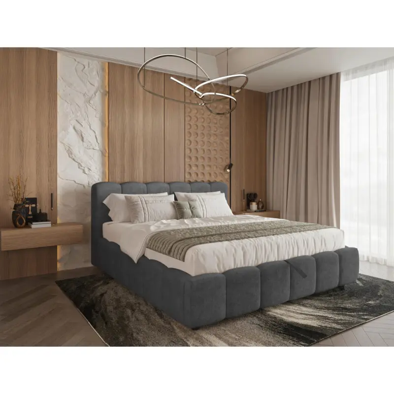 Polsterbett Lattenrost, Bettkasten Anthrazit 180/200 cm