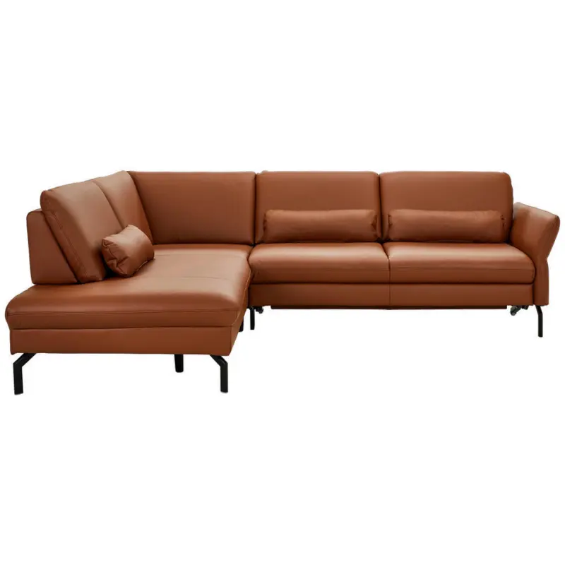 Ecksofa Beldomo premium in Echtleder Rotbraun 220/279 cm