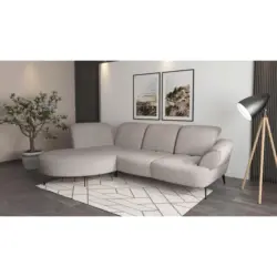 Ecksofa Dance E in Chenille Silberfarben 208/313 cm