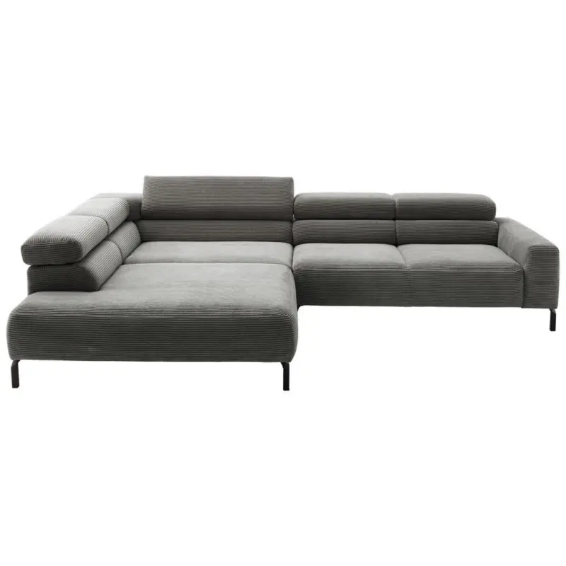 Ecksofa inkl. Funktion in Cord Dunkelgrau 221-224/314-317 cm