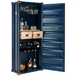 Barschrank in Blau, Goldfarben