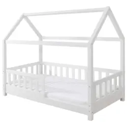 Hausbett Absturzsicherung, Rollrost 80/160 cm in Wei&szlig;