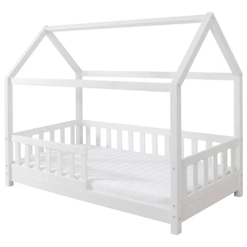 Hausbett Absturzsicherung, Rollrost 80/160 cm in Wei&szlig;