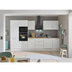 K&uuml;chenblock 340 cm in Wei&szlig;, Eiche Artisan