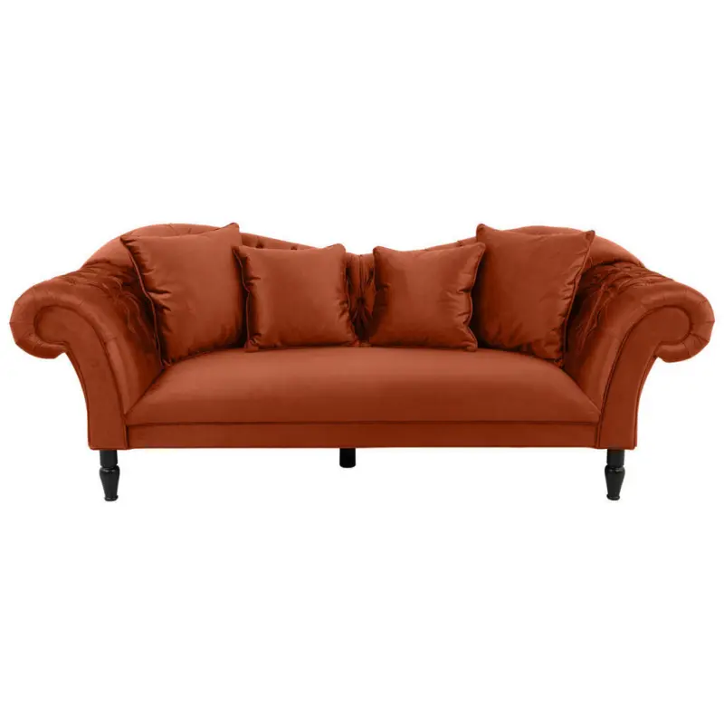 3-Sitzer-Sofa in Velours Rostfarben