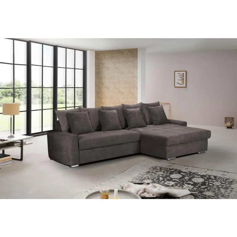 Ecksofa Salvador in Mikrofaser Dunkelbraun 293/164 cm