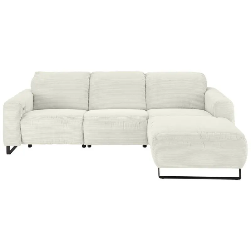 Ecksofa in Cord Wei&szlig; 266/180 cm