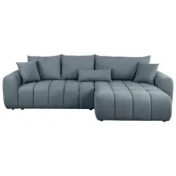 Ecksofa in Velours Blau 298/168 cm