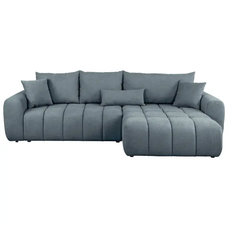 Ecksofa in Velours Blau 298/168 cm
