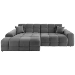 Ecksofa in Boucl&eacute; Anthrazit 152/301 cm