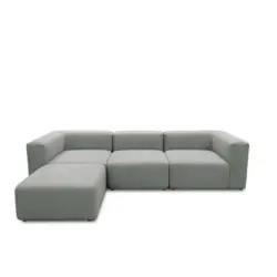 Ecksofa in Cord, Mikrofaser Hellgrau