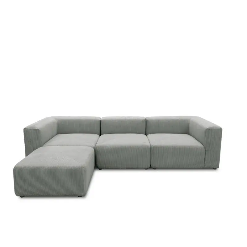 Ecksofa in Cord, Mikrofaser Hellgrau