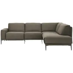 Ecksofa in Flachgewebe Hellbraun 260/210 cm