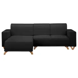 Ecksofa Bella in Textilgeflecht Schwarz 257/174 cm