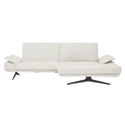 Ecksofa in Flachgewebe Creme 269/155 cm