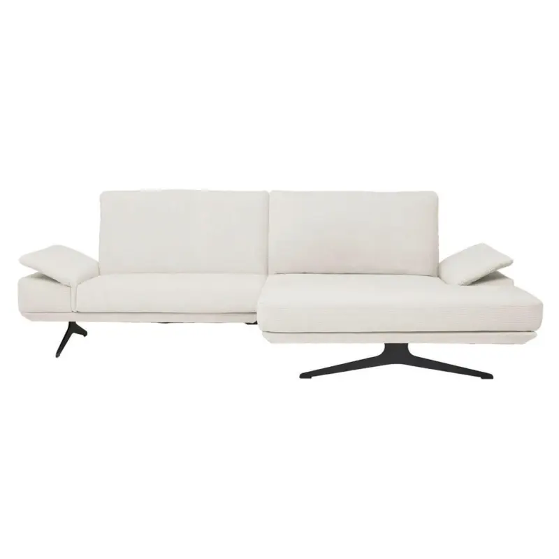 Ecksofa in Flachgewebe Creme 269/155 cm