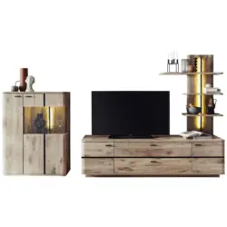 Wohnwand in Anthrazit, Eichefarben 300/181/50 cm