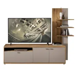 Wohnwand in Eichefarben, Kaschmir 235/183/49 cm