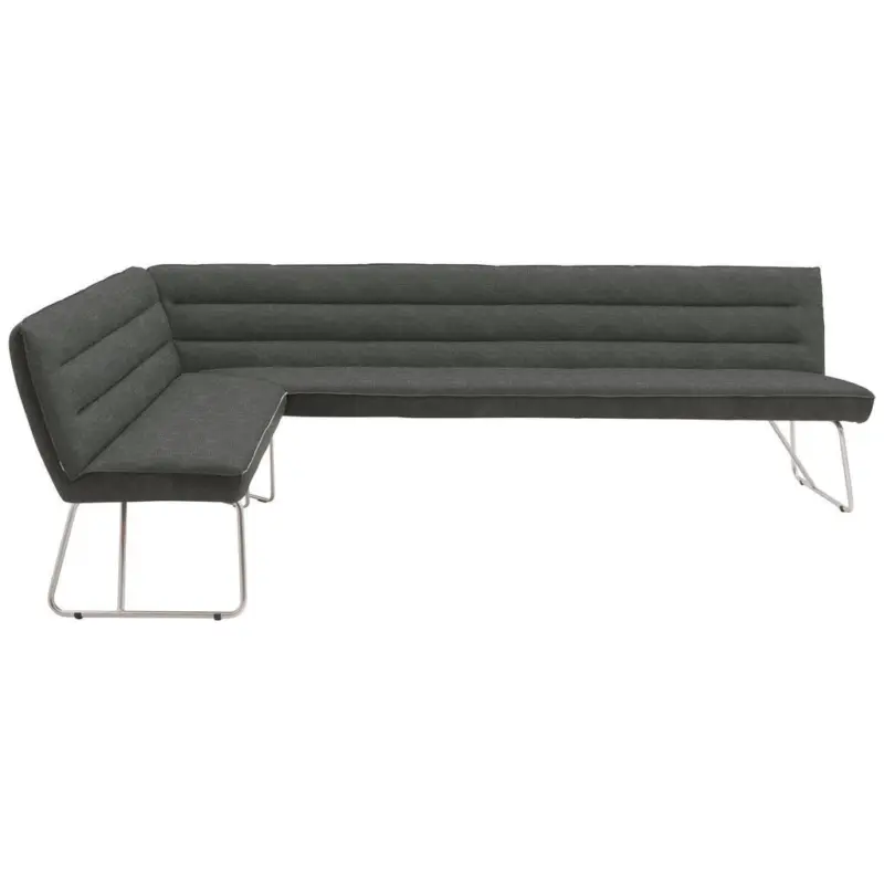 Eckbank 174/304 cm in Grau, Edelstahlfarben