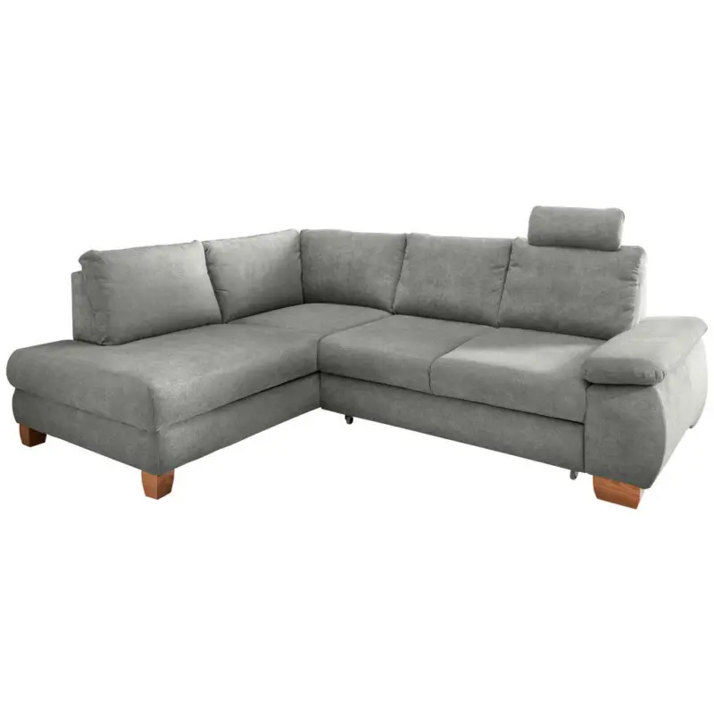 Eckschlafsofa in Chenille Hellgrau
