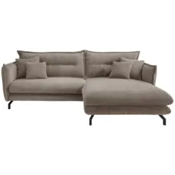 Ecksofa in Cord Graubraun 255/180 cm