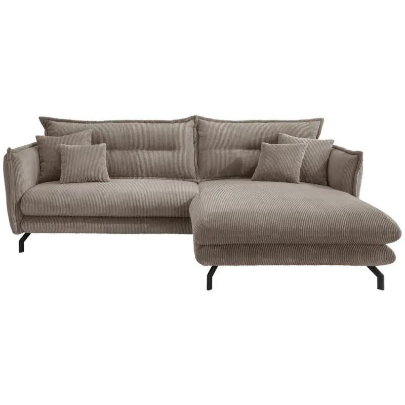 Ecksofa in Cord Graubraun 255/180 cm
