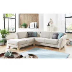 Ecksofa in Flachgewebe Creme 212/257 cm
