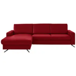 Ecksofa Beldomo premium in Echtleder Rot 165/267 cm