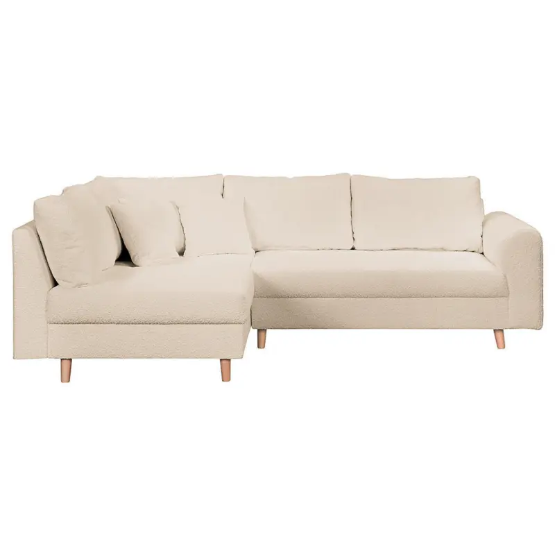 Ecksofa in Boucl&eacute; Wei&szlig; 161/231 cm