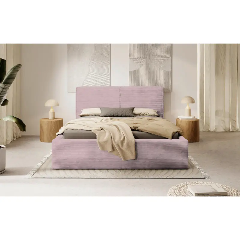 Polsterbett Lattenrost, Bettkasten Rosa 140/200 cm