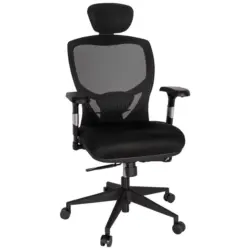 Drehstuhl in Netzbespannung, Flachgewebe Schwarz