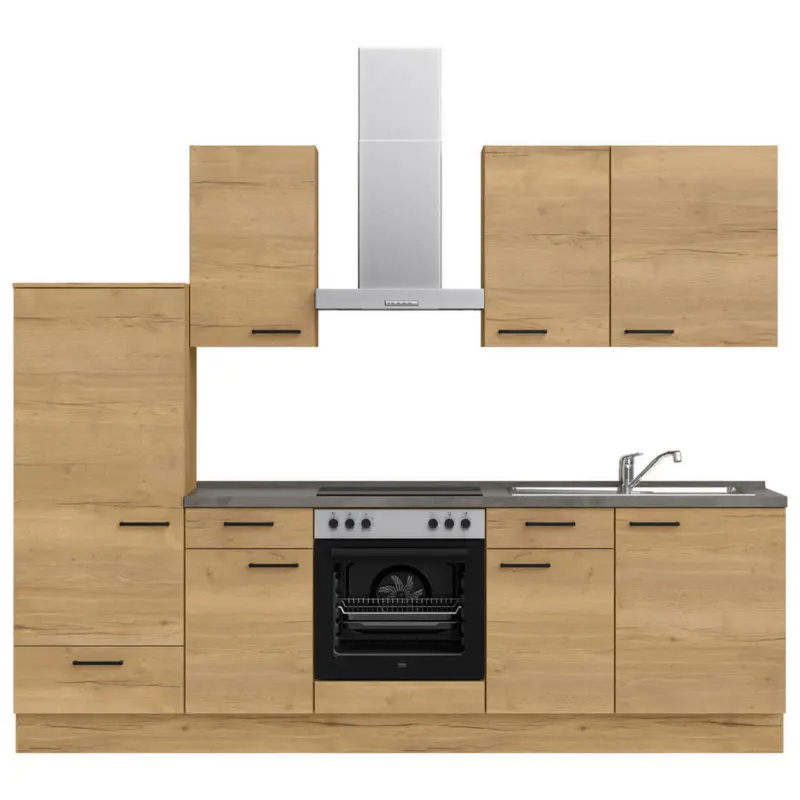 K&uuml;chenleerblock 270 cm in Eichefarben, Schieferfarben