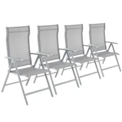 Gartenklappsessel-Set in Metall, Textil Grau