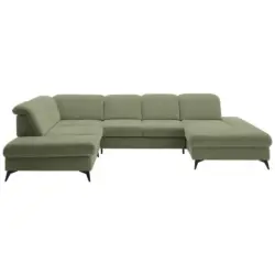 Wohnlandschaft in Chenille Olivgr&uuml;n