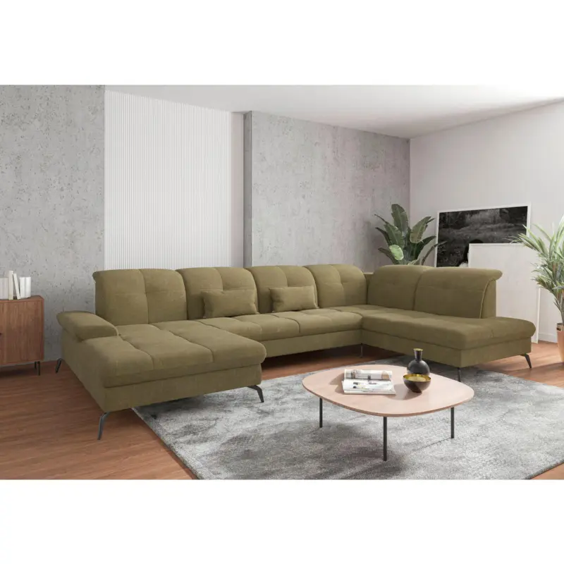 Wohnlandschaft in Flachgewebe Olivgr&uuml;n