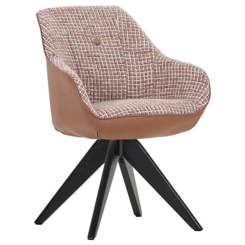 Armlehnstuhl Stoffauswahl, Sitzfl&auml;che 360&deg; drehbar, Gestellauswahl, automatische R&uuml;ckholfunktion Chenille, Lederlook