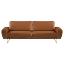 3-Sitzer-Sofa Spring in Echtleder Chromfarben, Cognac