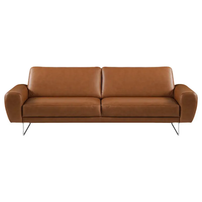 3-Sitzer-Sofa Spring in Echtleder Chromfarben, Cognac
