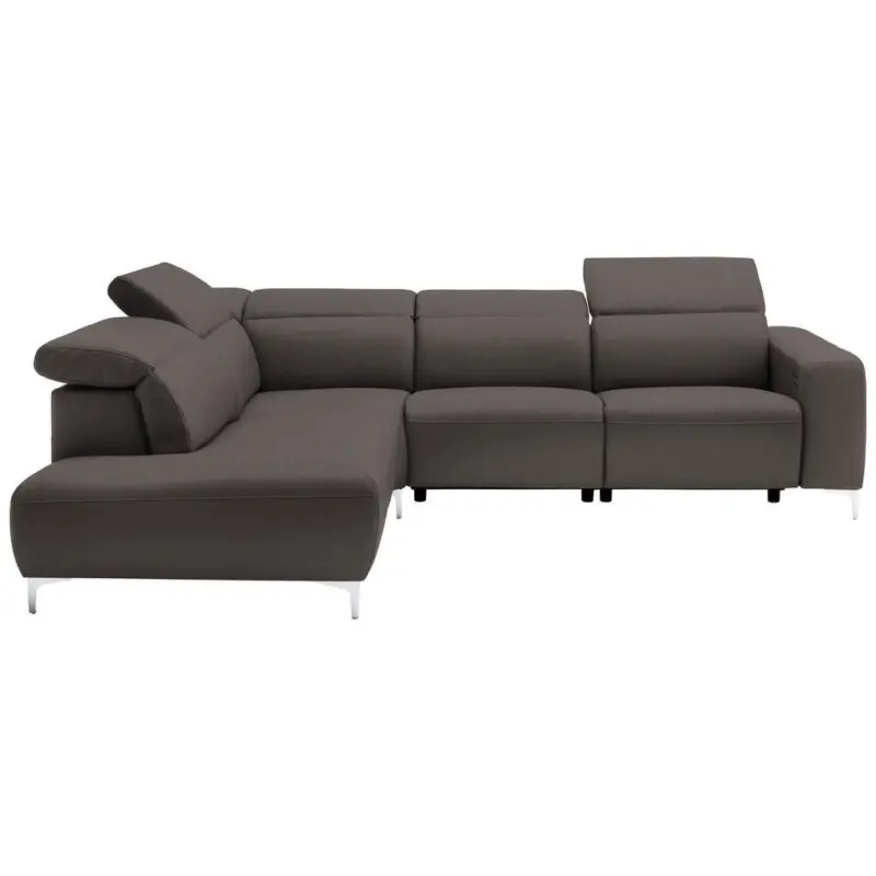 Ecksofa in Echtleder Grau 223/290 cm